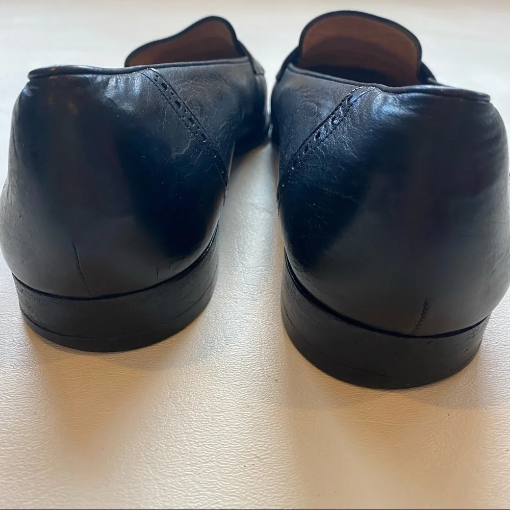 Salvatore Ferragamo Black Leather Tassel Loafers
